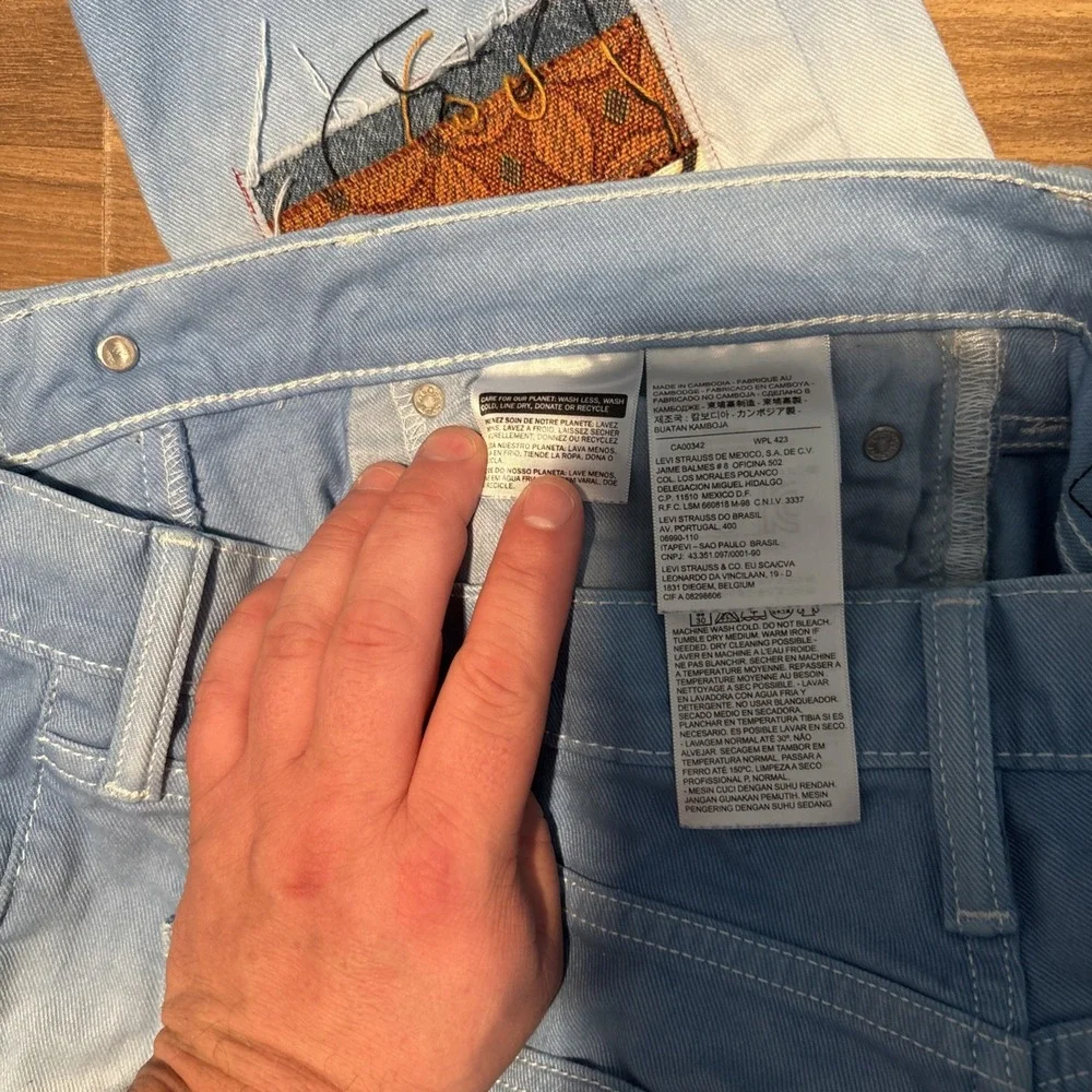 Levis 511 Slim Fit Custom Patchwork Ombre Blue Jeans W32 L32 DIY Streetwear